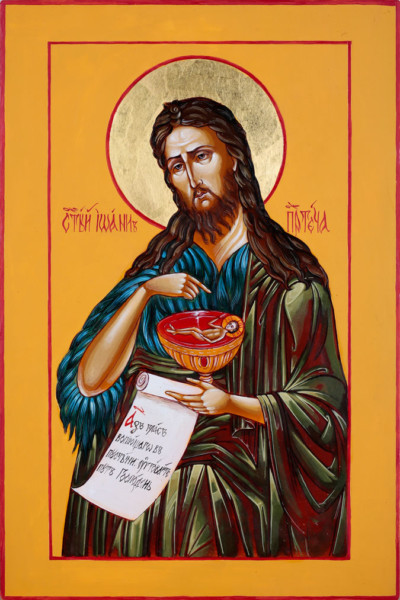 Heiliger Johannes der Täufer 30x20 cm, Eigelbtempera, Vergoldung, Holz - verkauft - Ikonenmalerein Olga Liashenko
