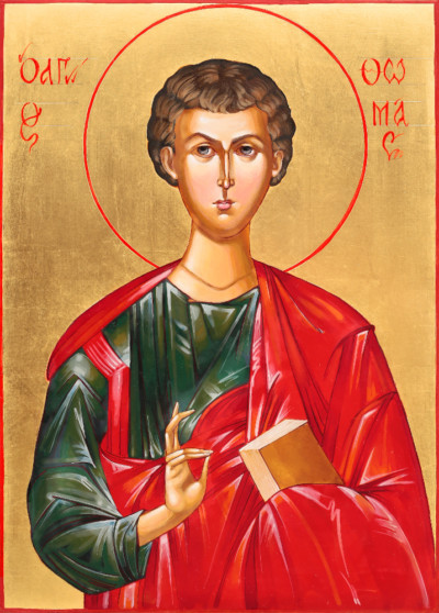 Heiliger Apostel Thomas 35x25 cm, Eigelbtempera, Vergoldung, Holz - verkauft - Ikonenmalerein Olga Liashenko