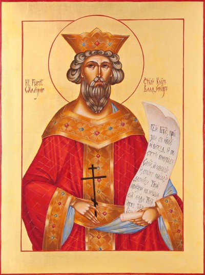 Heiliger Fürst Wladimir 40x30 cm, Eigelbtempera, Vergoldung, Holz - verkauft - Ikonenmalerein Olga Liashenko