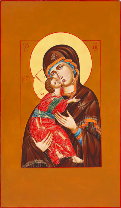 Gottesmutter von Wladimir, (Wladimirskaja), 72x42 cm, Eigelbtempera, Massivholz - verkauft - Ikonenmalerein Olga Liashenko