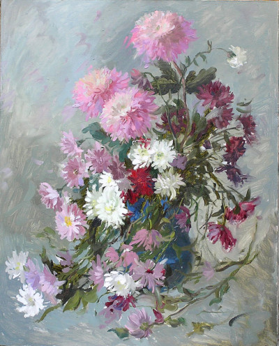 Dahlien 76x61 cm, Öl, Leinwand - verkauft - Malerein Olga Liashenko