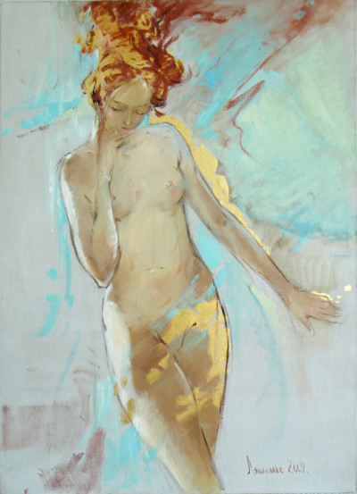 Sonare 70x50 cm, Öl, Vergoldung, Leinwand - nicht verkäuflich - Malerein Olga Liashenko